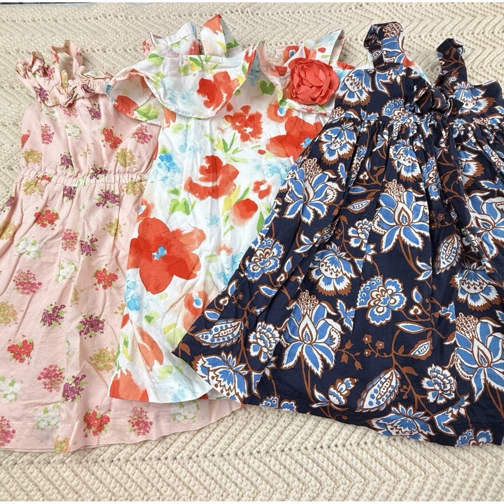 Janie and Jack Dress Lot of 3 Size 3T Tank Top Florals Easter‎ Summer Lined Cute